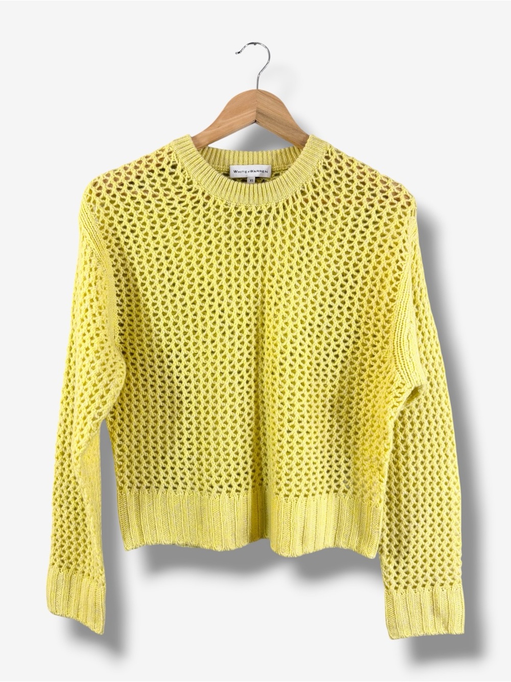 White + Warren Cashmere Sweater Marled Mesh Lime Crewneck Size XS - Picture 2 of 10